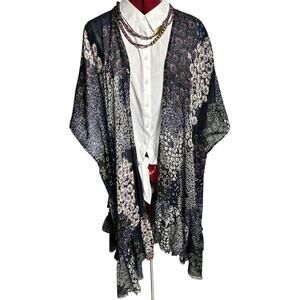 Free People One Size Sweet Emotion Daisy Open Front Kimono Duster Raw‎ Hem